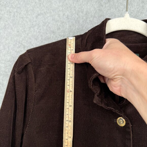 Ralph Lauren Womens Corduroy Button Up Jacket Size M Brown Equestrian Gold Crest - Picture 10 of 14